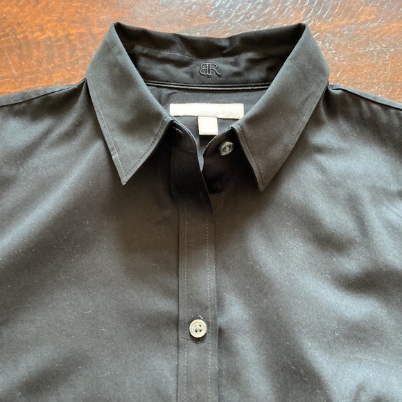 BANANA Republic Long Sleeve Non-Iron Fitted Sateen Shirt Black Size 10 - Picture 7 of 14